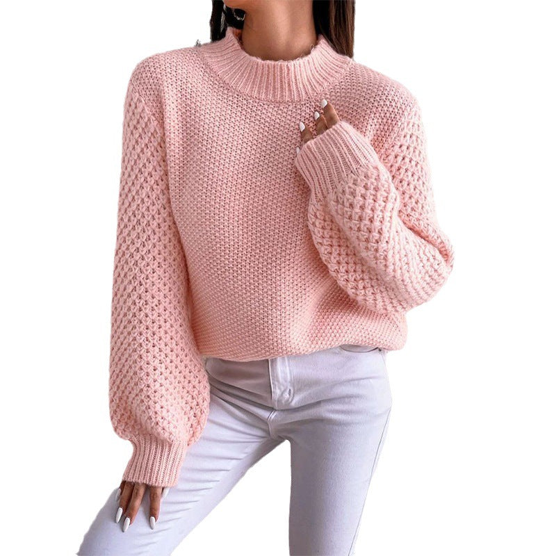 Damen kuscheliger Oversized Pullover mit strukturiertem Muster und Rollkragen EB