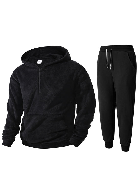 Herren kuscheliges Fleece-Hoodie und Jogginghose Set EB