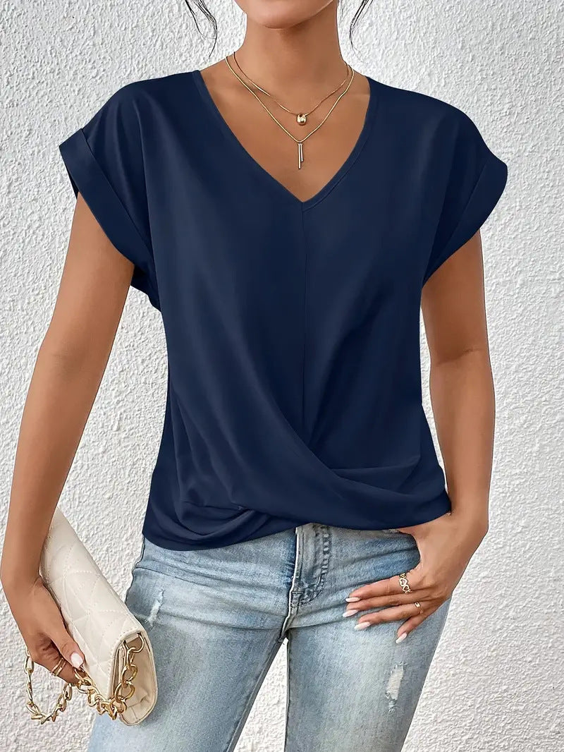 EB | Einfarbiges T-Shirt mit V-Ausschnitt