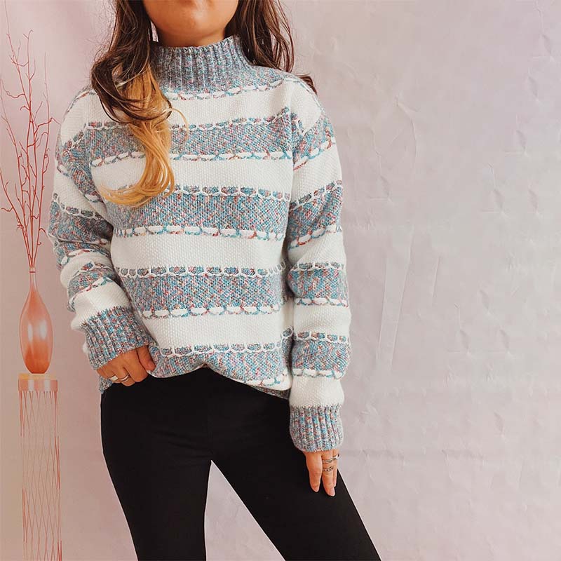 EB | Gestreifter Strickpullover im Modernen Stil