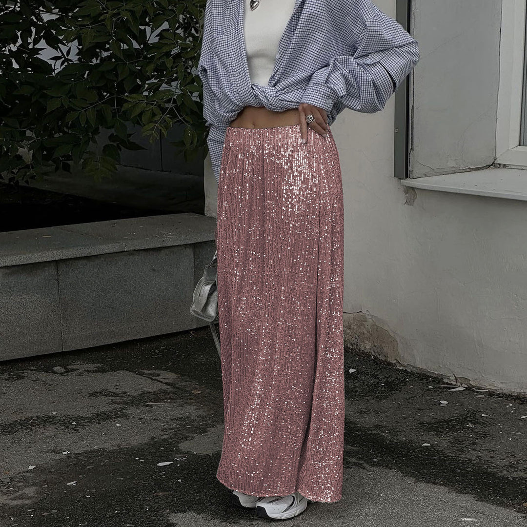 Damen Glitzernder Maxi-Rock mit schmalem Schnitt und hohem Bund EB