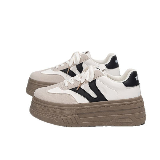 Damen Modische Plattform Sneakers mit dicker Sohle und atmungsaktiver Obermaterialstruktur EB