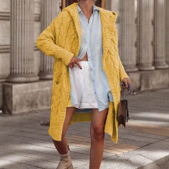 Damen Langstrickjacke mit modernem Zopfmuster und kuscheligem Innenfutter EB