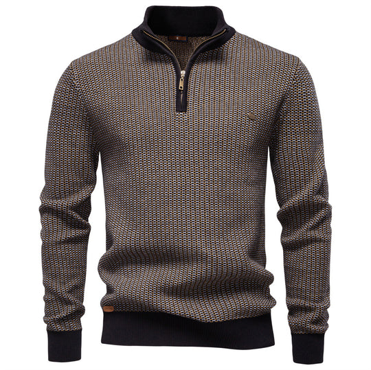 Herren Strickpullover mit modernem Zipper und strukturiertem Design EB