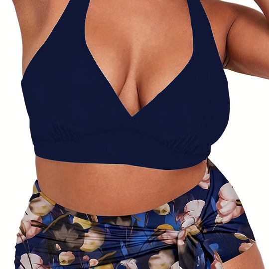 Damen Zweiteiliges Badeoutfit mit lässigem Wickelrock EB