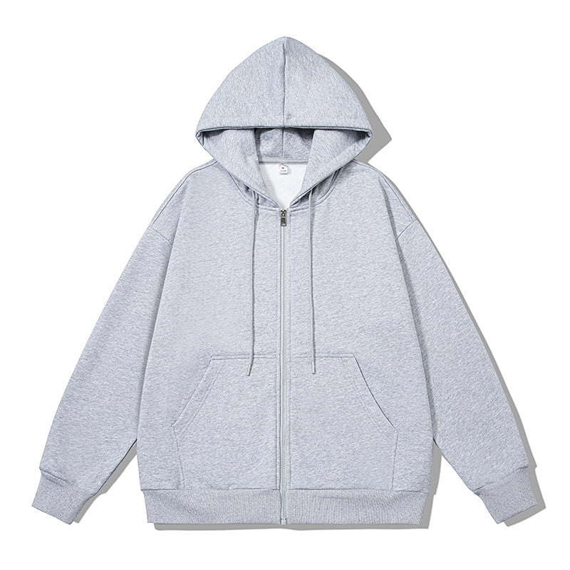 Unisex oversized Kapuzenjacke mit ausladendem Schulterschnitt, durchgehendem Reißverschluss und French-Terry EB