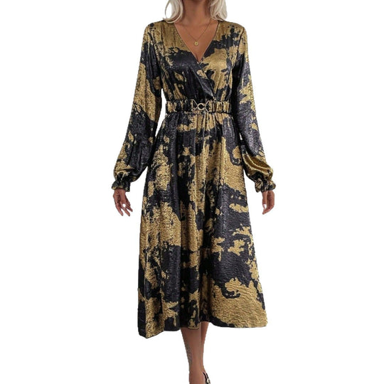 Damen Wickelkleid mit Glanz- und Mustereffekt EB