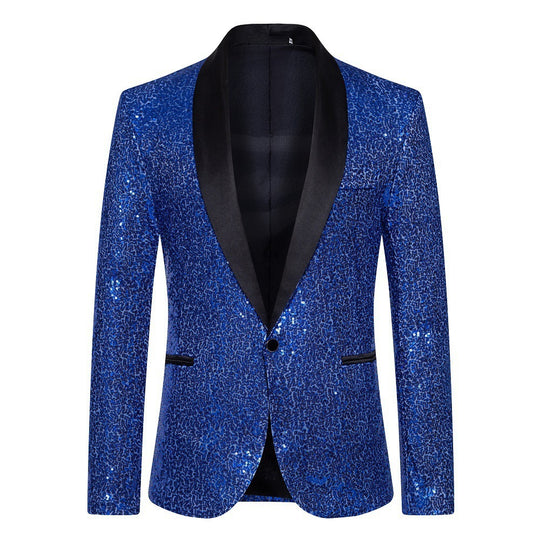 Herren Paillettenblazer mit luxuriösem Schnitt und schimmerndem Effekt EB