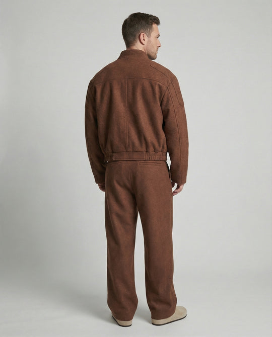 Herren kastig geschnittene Wollmix-Boxyjacke mit Stehkragen und verdecktem Reißverschluss EB
