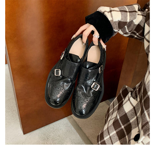 Damen elegante Schnürschuhe mit dekorativen Schnallen EB