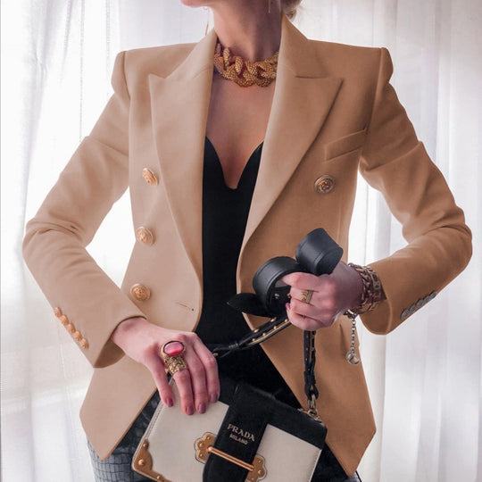 Damen eleganter Blazer mit doppelter Knopfleiste und modischen Details EB