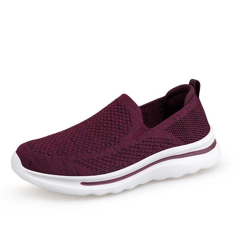 Damen Komfortable Slip-On Sneakers mit atmungsaktivem Strickoberteil EB