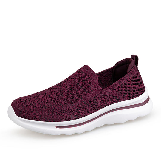 Damen Komfortable Slip-On Sneakers mit atmungsaktivem Strickoberteil EB