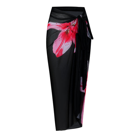 Damen Strandumhang mit buntem Muster und eleganten Schnürdetails EB