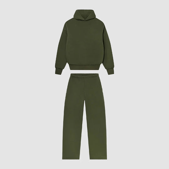 Unisex nan gemütliches Loungewear-Set mit hohem Rollkragen, relaxed-fit Sweatshirt und gerader Sweatpants EB