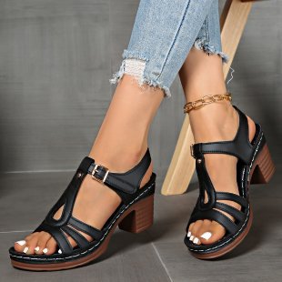 Damen Komfortable Keil-Sandalen mit modischem Riemendesign EB