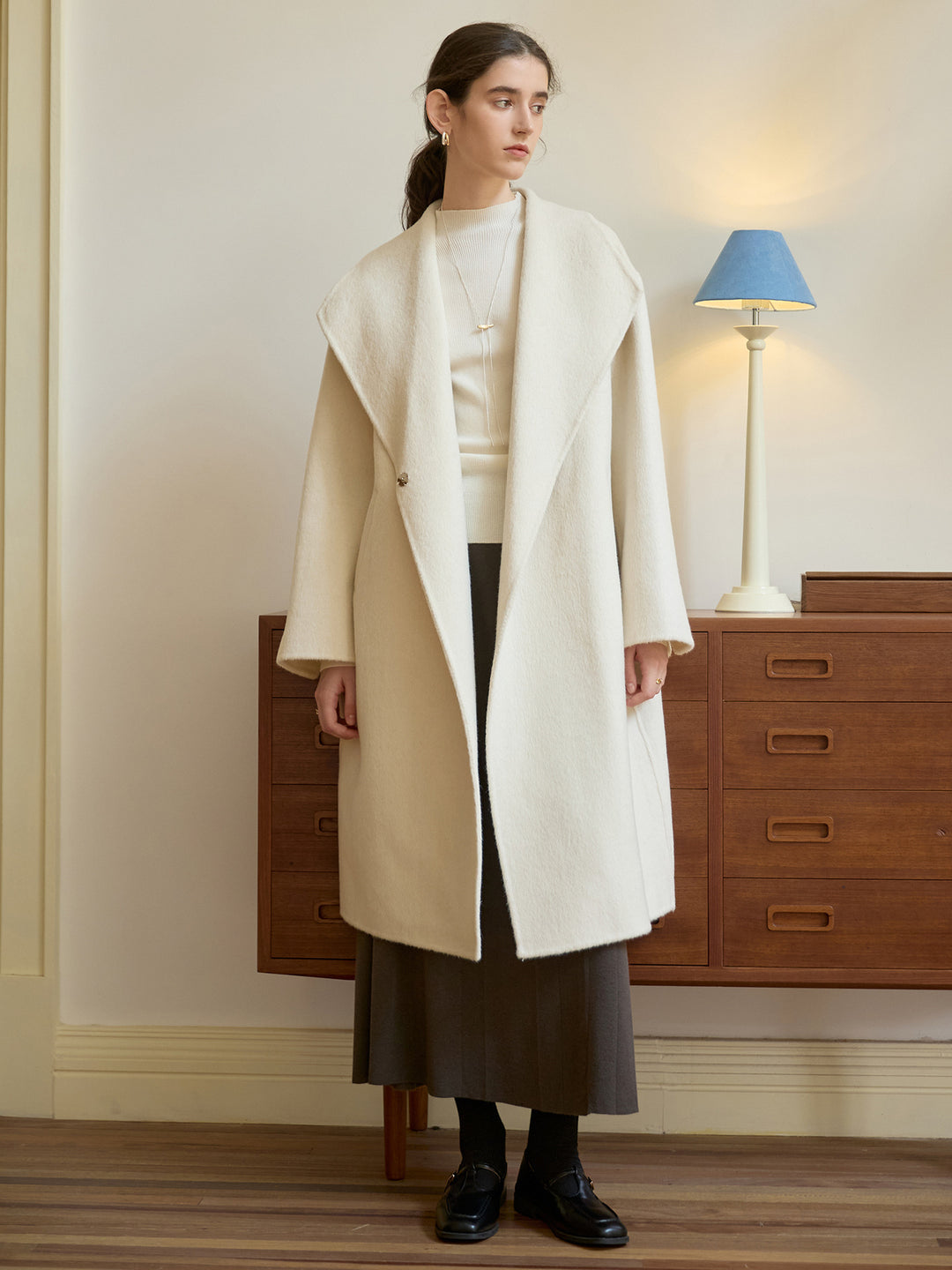 EB | Übergröße Langmantel Minimalistisches Wickeldesign