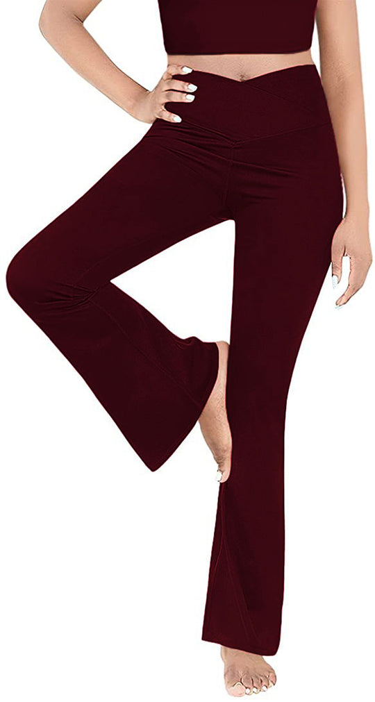 Damen lässige Bootcut-Leggings mit hohem Bund und atmungsaktivem Material EB