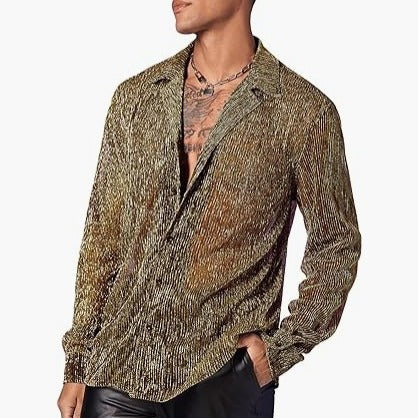 Damen nan schimmernde Crinkle-Hemdbluse mit Viskose-Optik Hemdkragen und Manschetten EB
