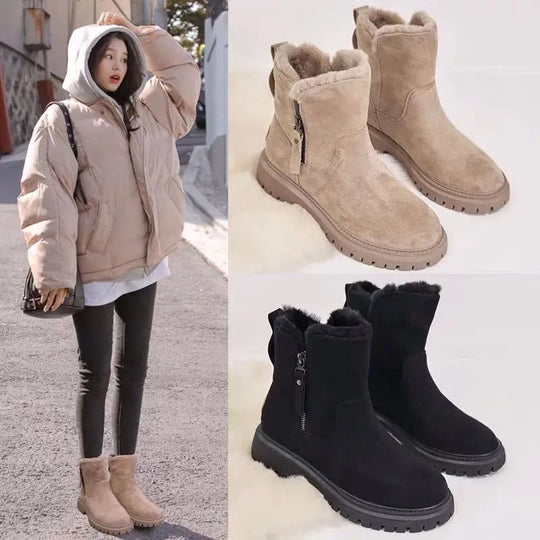 Damen kuschelige Winterstiefeletten mit rutschfester Laufsohle EB
