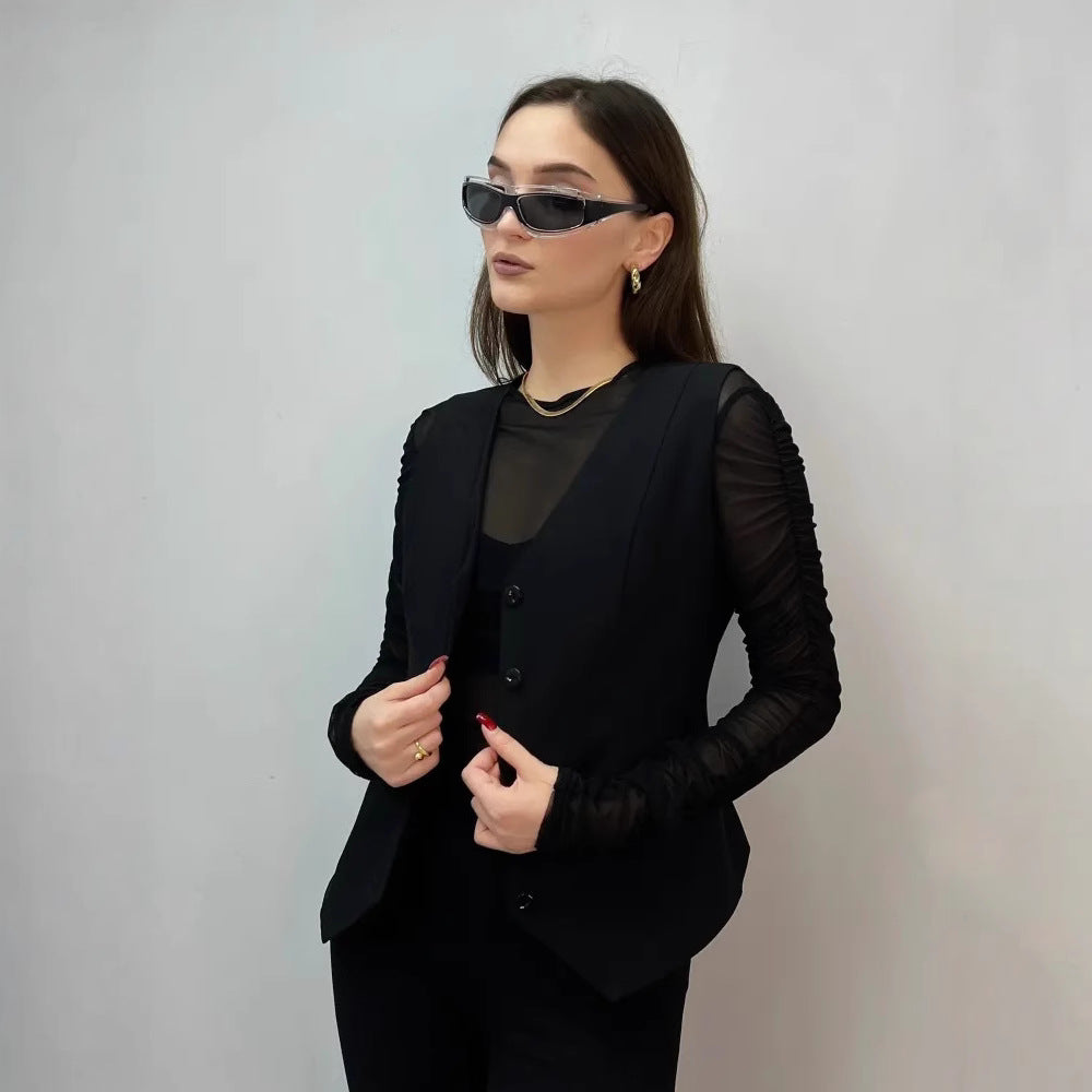 Damen ärmelloses Blusenkleid mit schmaler Passform EB