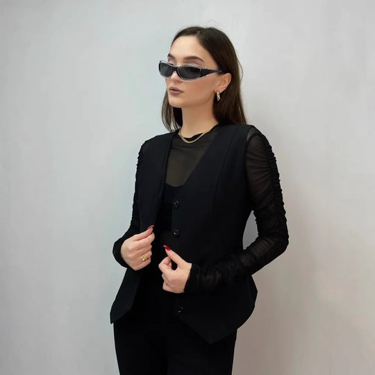 Damen ärmelloses Blusenkleid mit schmaler Passform EB