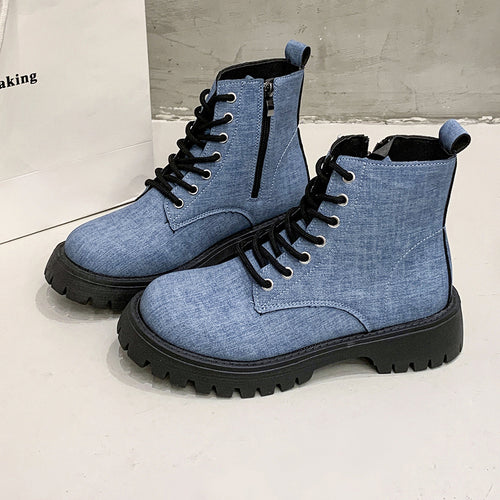 Damen nan robuste Schnür-Boots mit tiefem Profil, gepolstertem Komfortfußbett und seitlichem Reißverschluss EB