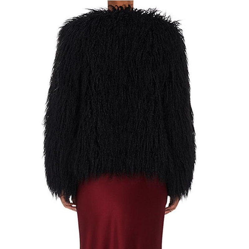 Damen Flauschige Kunstpelzjacke mit voluminösen Ärmeln EB