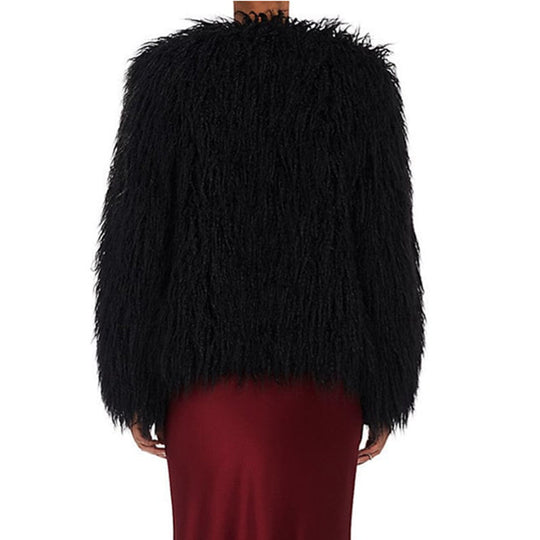 Damen Flauschige Kunstpelzjacke mit voluminösen Ärmeln EB