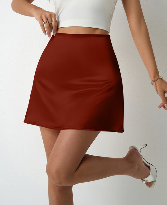 Damen Satin Minirock mit schwingendem Saum EB