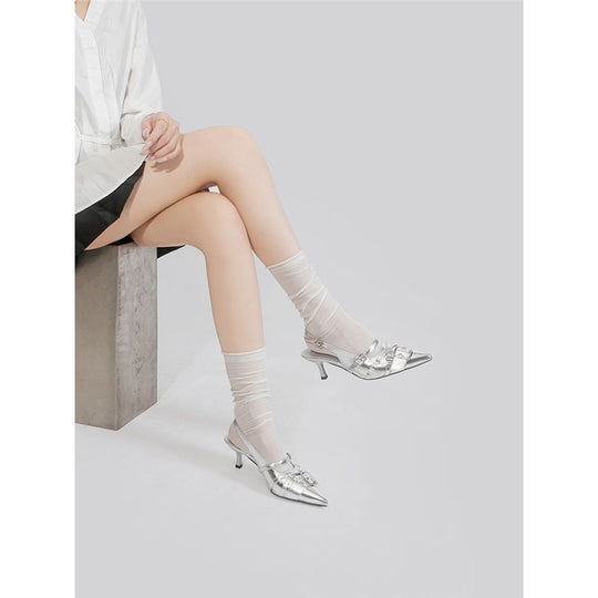 Damen Slingback High Heel Schuhe mit modischem Schnallen-Detail EB