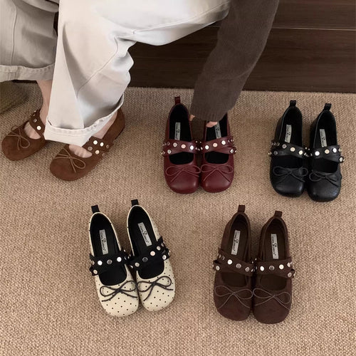 Damen Ballerinas mit verspieltem Schleifen-Design und modischem Riemen EB