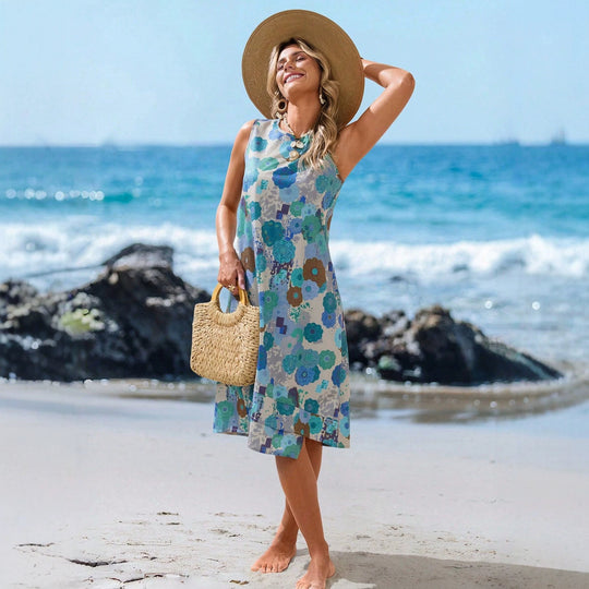 Damen Sommerliches Strandkleid mit floralem Muster und lockerer Passform EB