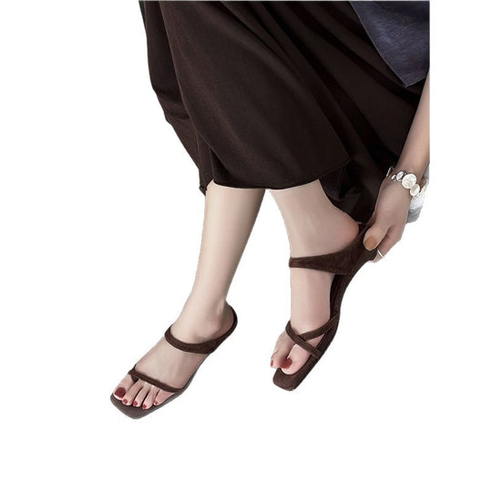 Damen elegante Flachsandalen mit verstellbarem Riemendesign EB