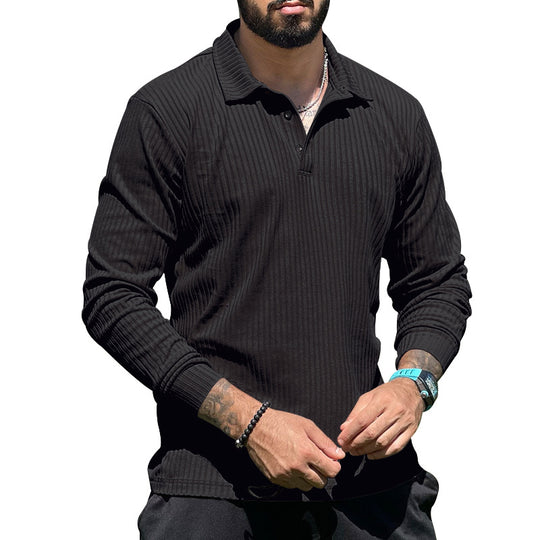 Herren langer Strickpullover mit strukturiertem Design und Knopfleiste EB