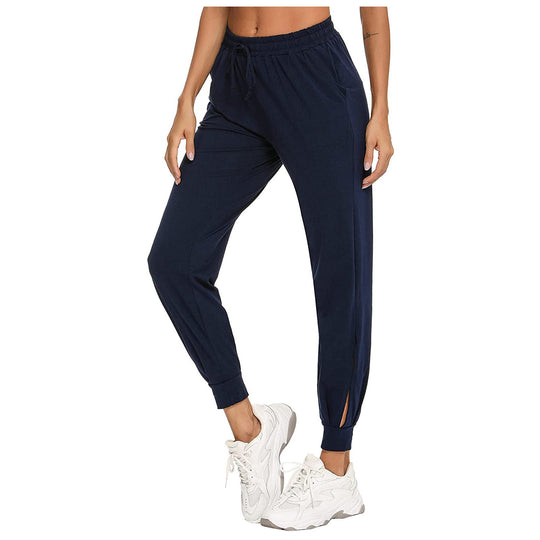 Damen Bequeme Sporthose mit elastischem Bund und seitlichen Taschen EB
