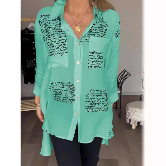 Damen Bluse mit modernem Schreibdesign und lockerer Passform EB