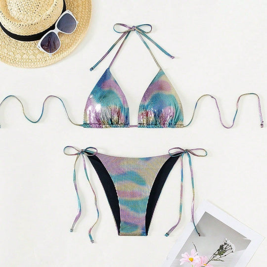 Damen Funktionsfähiger Triangel-Bikini mit stylischem Farbverlauf EB