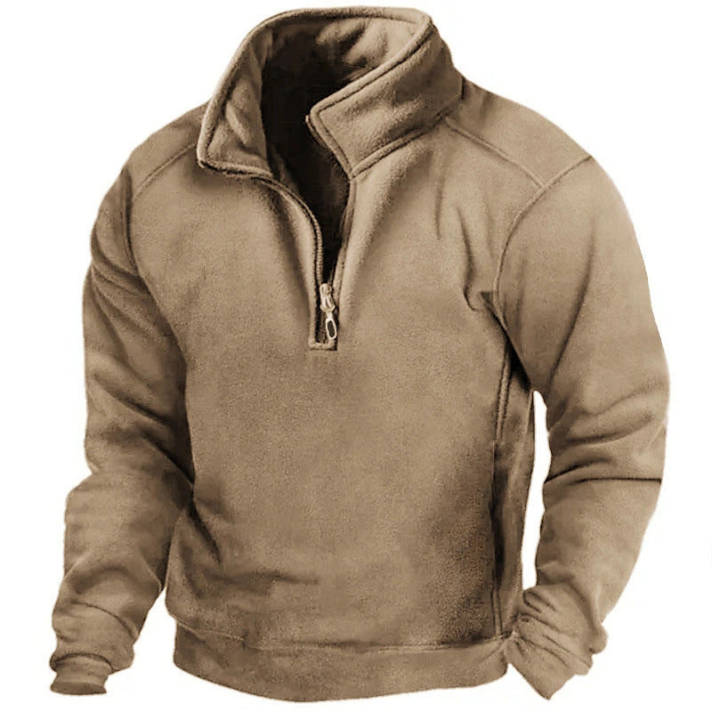 Herren Fleece-Pullover mit hohem Kragen und praktischen Reißverschluss EB
