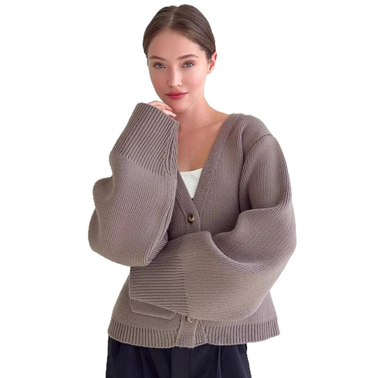 Damen Strickjacke mit weiten Ärmeln und praktischen Taschen EB