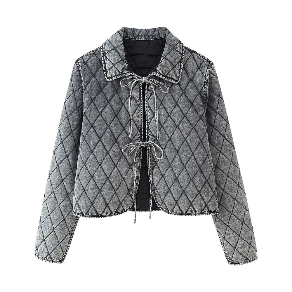 Damen gesteppte Übergangsjacke mit verstellbarem Taillenzug EB