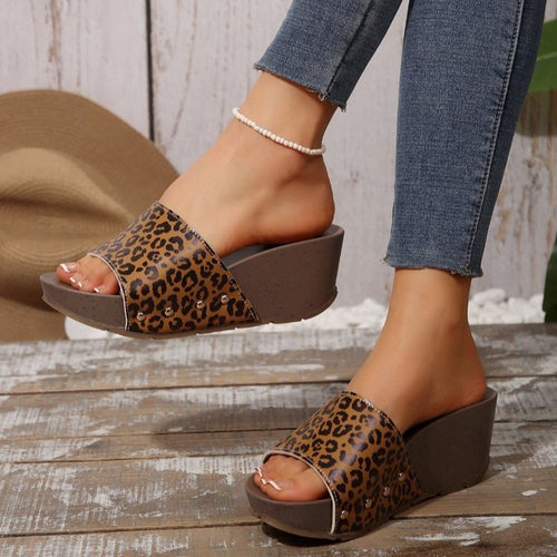 Damen modische Wedge-Sandalen mit tierischem Design EB