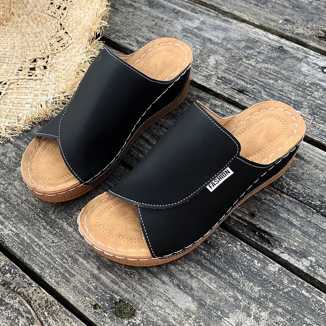 Damen  Slip-On Keil-Mules mit ergonomischem Memory-Fußbett und leicht profilierter Laufsohle EB