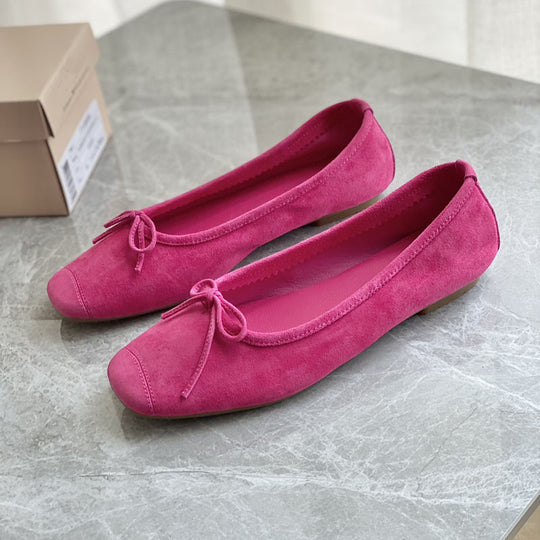 Damen Flache Ballerinas mit zierlichem Schleifenakzent EB