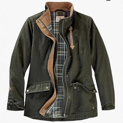 Damen lässige Utility-Jacke mit Karo-Innenfutter EB