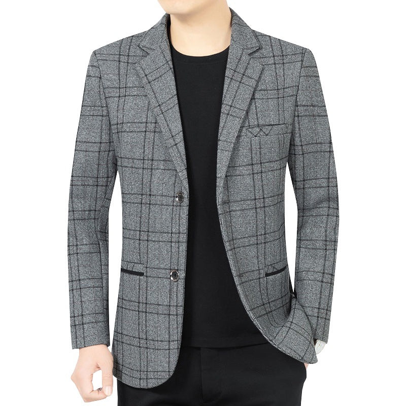 Herren Elegantes Karomuster-Sakko mit leichtem Stretch und Notch-Revers EB