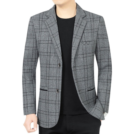 Herren Elegantes Karomuster-Sakko mit leichtem Stretch und Notch-Revers EB