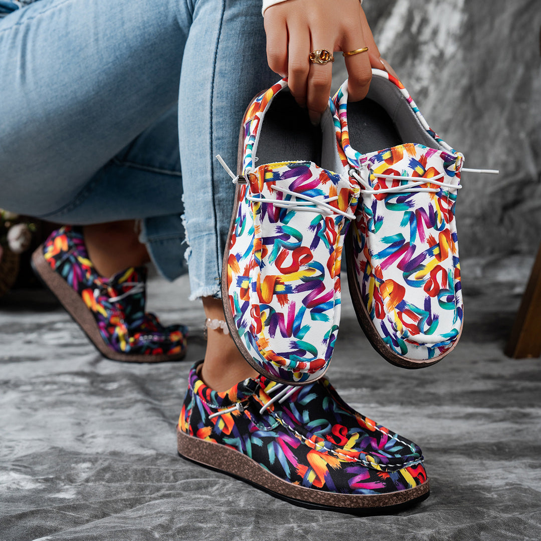 Damen Freizeitschuhe mit buntem Floral-Design EB