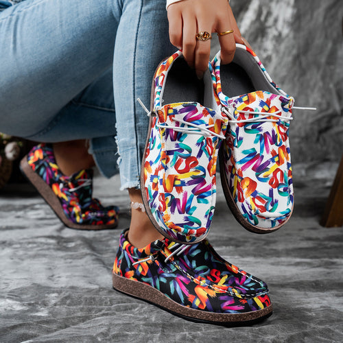 Damen Freizeitschuhe mit buntem Floral-Design EB