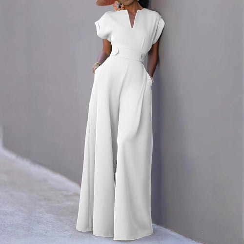 Damen eleganter Jumpsuit mit weitem Bein und praktischen Taschen EB